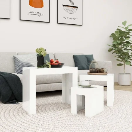 Stackable coffee tables 3 pieces glossy white plywood by vidaXL, Coffee table - Ref: Foro24-808546, Price: 60,25 €, Discount: %