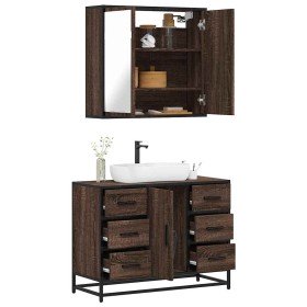 Set de muebles baño 2 pzas madera contrachapada marrón roble en Muebles de baño | Comprar online en Foro24