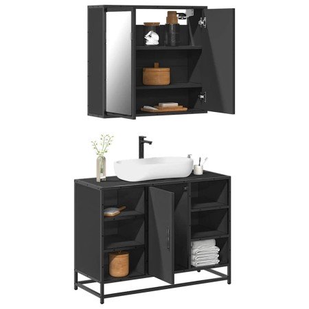 Juego de muebles de baño 2 pzas madera contrachapada negro en Muebles de baño | Comprar online en Foro24