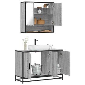 Set de muebles de baño 2 pzas madera contrachapada gris sonoma