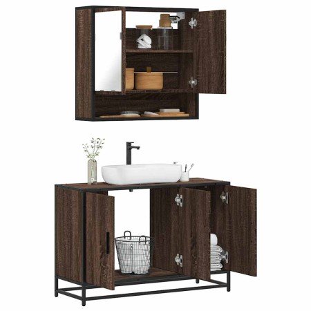 Set de muebles baño 2 pzas madera contrachapada marrón roble en Muebles de baño | Comprar online en Foro24
