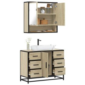 Set de muebles de baño 2 pzas madera contrachapada roble Sonoma Set de muebles de baño 2 pzas madera contrachapada roble Sonoma