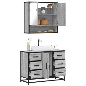 Set de muebles de baño 2 pzas madera contrachapada gris sonoma Set de muebles de baño 2 pzas madera contrachapada gris sonoma