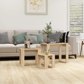 3-piece stackable tables in Sonoma oak-colored plywood by vidaXL, Side tables - Ref: Foro24-808606, Price: 57,72 €, Discount: %