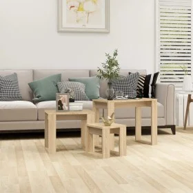 3-piece stackable tables in Sonoma oak-colored plywood by vidaXL, Side tables - Ref: Foro24-808606, Price: 56,18 €, Discount: %