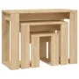 Mesas apilables 3 pzas madera contrachapada color roble Sonoma de vidaXL, Mesas auxiliares - Ref: Foro24-808606, Precio: 56,1...