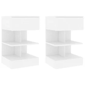 Nachttische 2 Stück aus weißem Sperrholz 40x35x65 cm von vidaXL, Nachttische - Ref: Foro24-808649, Preis: 72,15 €, Rabatt: %