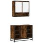 Set de muebles baño 2 pzas madera contrachapada roble ahumado