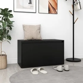 Black engineered wood hallway bench 80x40x45 cm by vidaXL, Benches for halls and storage - Ref: Foro24-808667, Price: 55,32 €...
