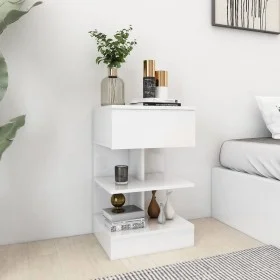 Nachttisch aus glänzend weißem Sperrholz, 40 x 35 x 65 cm von vidaXL, Nachttische - Ref: Foro24-808660, Preis: 51,13 €, Rabat...