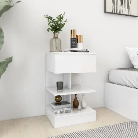 Nachttisch aus glänzend weißem Sperrholz, 40 x 35 x 65 cm von vidaXL, Nachttische - Ref: Foro24-808660, Preis: 51,12 €, Rabat...