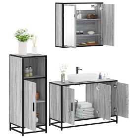 Set de muebles de baño 3 pzas madera contrachapada gris sonoma en Muebles de baño | Comprar online en Foro24