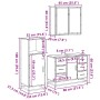 Set de muebles baño 3 pzas madera contrachapada roble ahumado