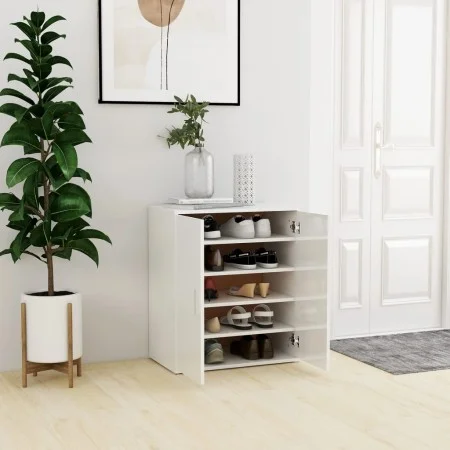 Glänzend weißer Schuhregalschrank aus Holzwerkstoff, 60 x 35 x 70 cm von vidaXL, Schuhregale und Schuhorganisatoren - Ref: Fo...