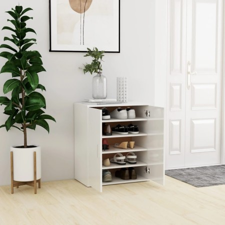 Glossy white engineered wood shoe rack cabinet 60x35x70 cm by vidaXL, Shoe racks and shoe organizers - Ref: Foro24-808924, Pr...