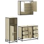Set de muebles de baño 3 pzas madera contrachapada roble Sonoma
