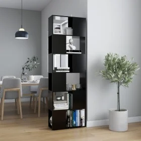 Black plywood separator bookcase 60x24x186 cm by vidaXL, Bookcases and shelves - Ref: Foro24-809099, Price: 68,44 €, Discount: %