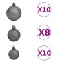 Set de bolas de Navidad 120 pzas con pico 300 LED blanco y gris