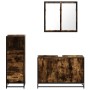 Set de muebles baño 3 pzas madera contrachapada roble ahumado