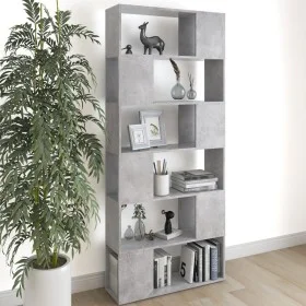 Concrete gray plywood separator bookcase 80x24x186 cm by vidaXL, Bookcases and shelves - Ref: Foro24-809156, Price: 70,23 €, ...