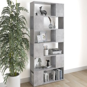 Librería separador contrachapada gris hormigón 80x24x186 cm