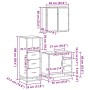Set de muebles baño 3 pzas madera contrachapada roble ahumado