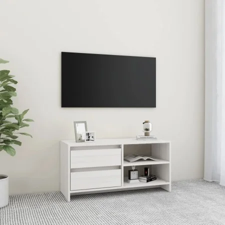 Massiver TV-Schrank aus weißem Kiefernholz, 80 x 31 x 39 cm von vidaXL, TV-Möbel - Ref: Foro24-809895, Preis: 60,33 €, Rabatt: %