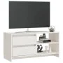 Massiver TV-Schrank aus weißem Kiefernholz, 80 x 31 x 39 cm von vidaXL, TV-Möbel - Ref: Foro24-809895, Preis: 60,33 €, Rabatt: %