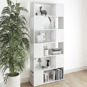 Weißes Sperrholz-Separator-Bücherregal 80x24x186 cm von vidaXL, Bücherregale und Regale - Ref: Foro24-809152, Preis: 78,25 €,...