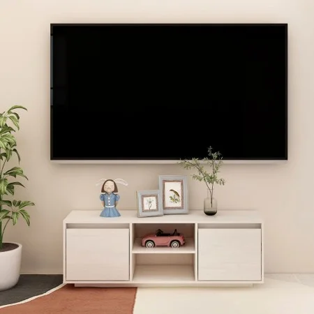 Massiver TV-Schrank aus weißem Kiefernholz, 110 x 30 x 40 cm von vidaXL, TV-Möbel - Ref: Foro24-809901, Preis: 68,09 €, Rabat...
