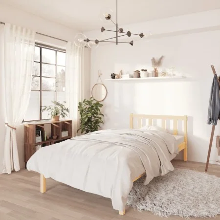 Solid pine wood bed frame 90x190 cm by vidaXL, Beds and slatted bases - Ref: Foro24-810047, Price: 71,22 €, Discount: %