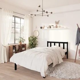 Solid black pine wood bed frame 75x190 cm by vidaXL, Beds and slatted bases - Ref: Foro24-810046, Price: 91,73 €, Discount: %