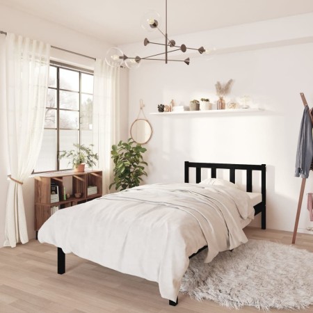 Solid black pine wood bed frame 75x190 cm by vidaXL, Beds and slatted bases - Ref: Foro24-810046, Price: 92,96 €, Discount: %