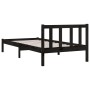 Solid black pine wood bed frame 75x190 cm by vidaXL, Beds and slatted bases - Ref: Foro24-810046, Price: 92,96 €, Discount: %