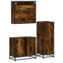 Set de muebles baño 3 pzas madera contrachapada roble ahumado