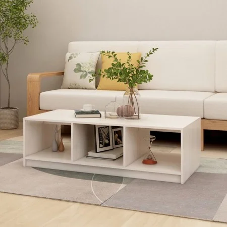 Mesa de centro de madera maciza de pino blanco 110x50x34 cm de vidaXL, Mesas de centro - Ref: Foro24-809913, Precio: 57,21 €,...