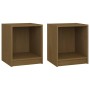 Mesita noche 2 uds madera pino marrón miel 35,5x33,5x41,5cm