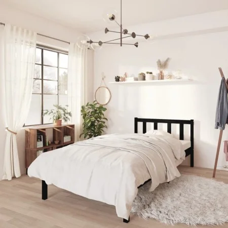Solid black pine wood bed frame 100x200 cm by vidaXL, Beds and slatted bases - Ref: Foro24-810076, Price: 100,07 €, Discount: %