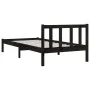 Solid black pine wood bed frame 100x200 cm by vidaXL, Beds and slatted bases - Ref: Foro24-810076, Price: 100,07 €, Discount: %