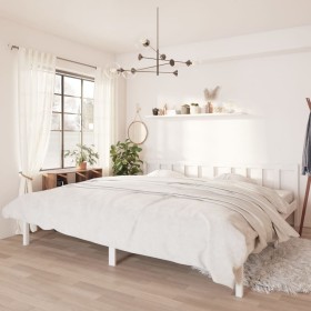 Estructura de cama madera maciza blanco Super King 180x200 cm