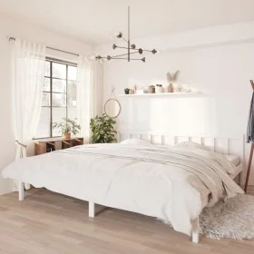 White solid wood bed frame Super King 180x200 cm by vidaXL, Beds and slatted bases - Ref: Foro24-810098, Price: 125,44 €, Dis...