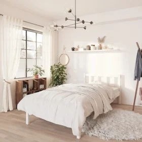 Solid white pine wood bed frame 90x200 cm by vidaXL, Beds and slatted bases - Ref: Foro24-810068, Price: 69,55 €, Discount: %