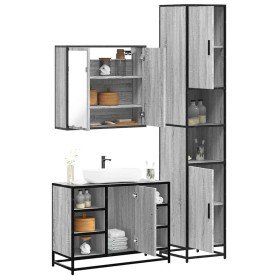 Set de muebles de baño 3 pzas madera contrachapada gris sonoma