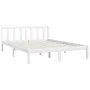 Solid white pine wood bed frame 135x190 cm by vidaXL, Beds and slatted bases - Ref: Foro24-810058, Price: 105,62 €, Discount: %