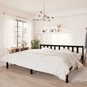Solid black pine wood bed frame 200x200 cm by vidaXL, Beds and slatted bases - Ref: Foro24-810106, Price: 147,78 €, Discount: %