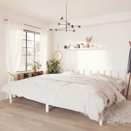 Solid white pine wood bed frame 200x200 cm by vidaXL, Beds and slatted bases - Ref: Foro24-810103, Price: 90,07 €, Discount: %