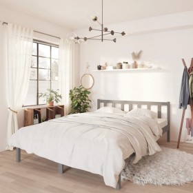Estructura de cama madera maciza de pino gris 150x200 cm de vidaXL, Camas y somieres - Ref: Foro24-810089, Precio: 111,67 €, ...