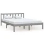 Solid gray pine wood bed frame 150x200 cm by vidaXL, Beds and slatted bases - Ref: Foro24-810089, Price: 110,26 €, Discount: %