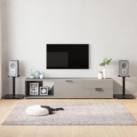 Soportes de altavoces 2 uds vidrio templado negro 1 pilar
