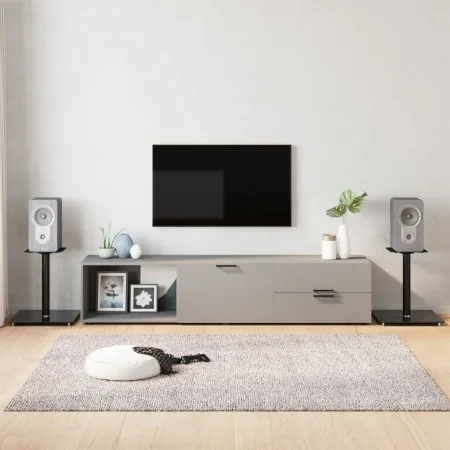 Speaker stands 2pcs black tempered glass 1 pillar by vidaXL, Speaker stands - Ref: Foro24-51811, Price: 46,59 €, Discount: %